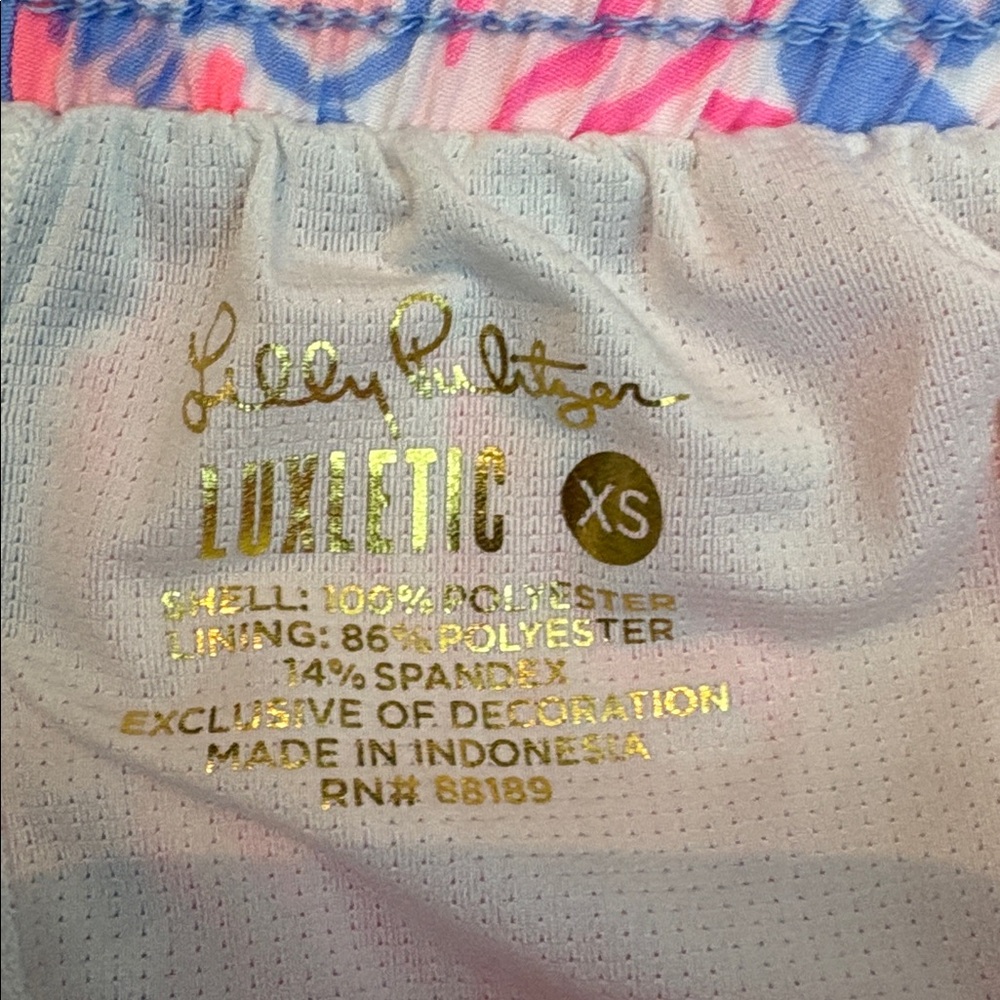 Lilly Pulitzer Multicolor Pink Blue Green Floral Athletic Shorts (Ocean Trail) - Picture 3 of 4